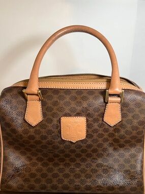 Celine Brown/Tan Macadam Canvas Top-Handle Bag